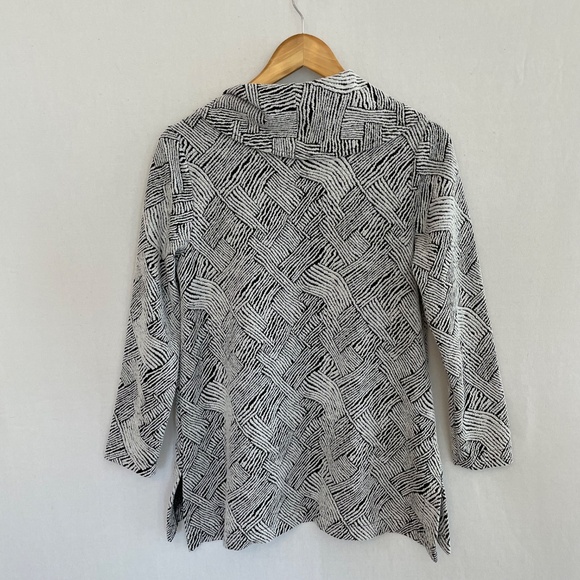 HABITAT Womens XS Cowelneck Gray & Black Crosshatch Print Boxy Fit Tunic Sweater - Picture 2 of 5